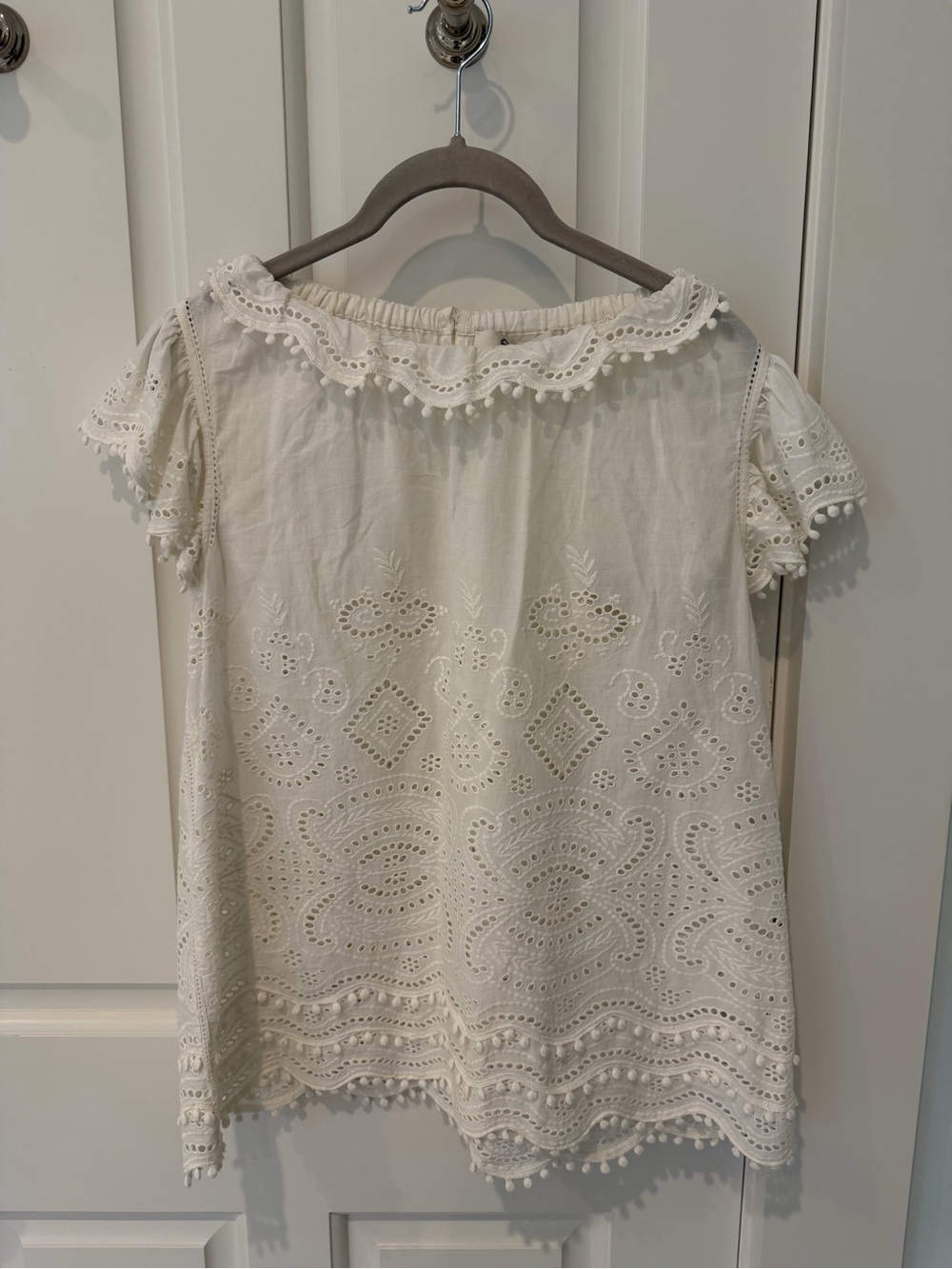 Sea White Eyelet Lace Ruffle Sleeve Blouse
